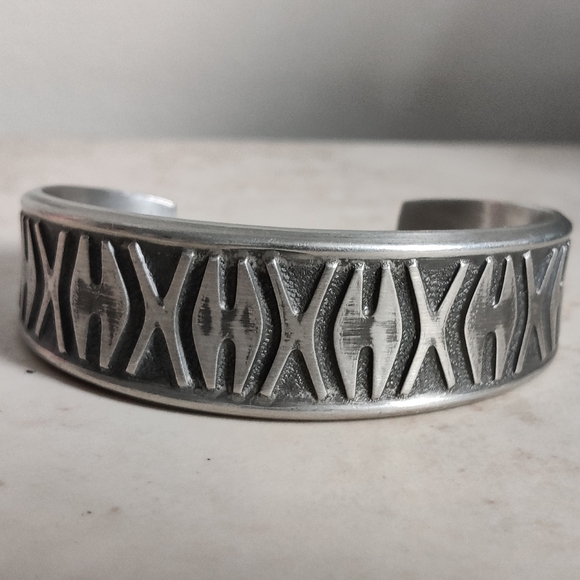 Mid-century modern Eik Tinn Norway Pewter Cuff Bracelet - Picture 3 of 14